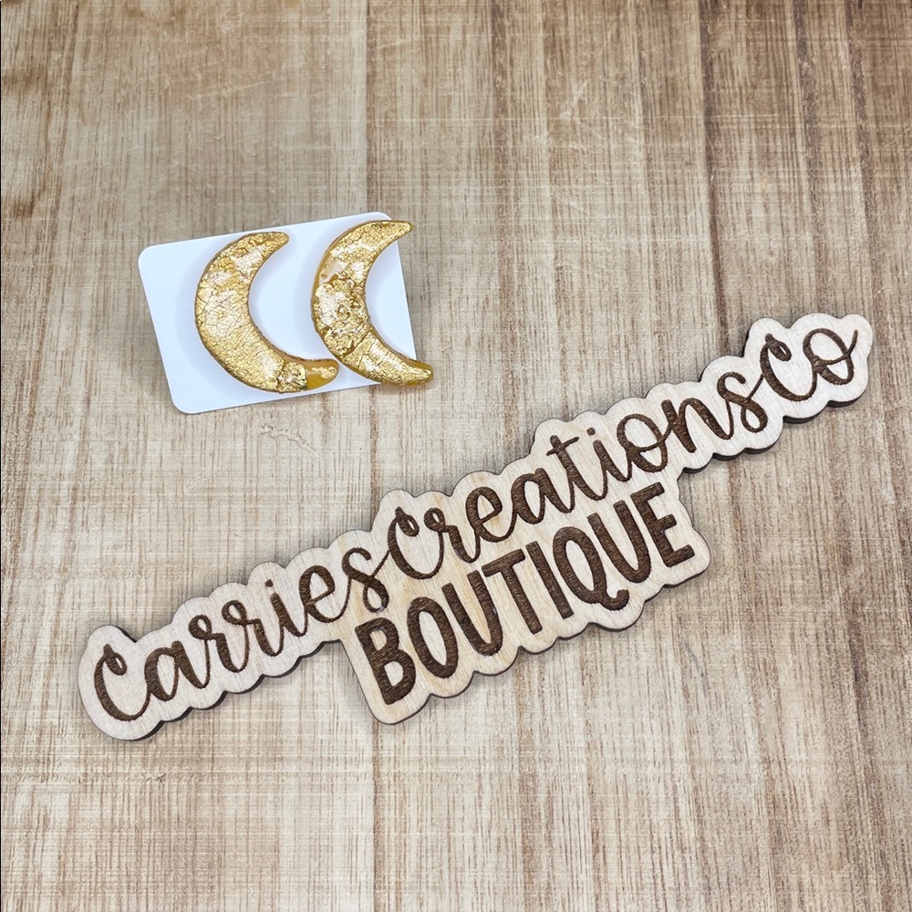 Gold Crescent Moon Earrings - Yellow Gold Resin